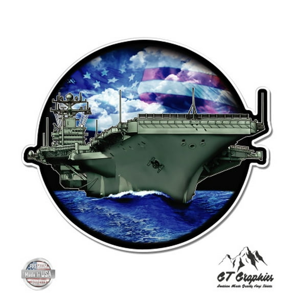 Aircraft Carrier - 5" Vinyl Sticker - For Car Laptop I-Pad - Waterproof Decal
