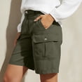 thumbnail image 6 of Horkkom Cargo Shorts Women Elastic Waist Hiking Shorts Work Athletic Travel Shorts with Pockets Button Zipper S, 6 of 10