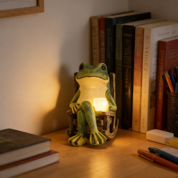 Waterproof Solar Frog Night Light - Outdoor Garden Courtyard & Balcony Decor, Window Sill & Desktop Ornament, Energy-Saving Solar-Powered Lamp, Perfect Easter & Spring Holiday Decor, Green