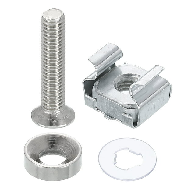 Uxcell Rack Mount Cage Nut, Carbon Steel Rack Screws for Server Cabinet Shelves and Routers M5 x 25mm