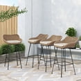 thumbnail image 6 of Pondway Outdoor Wicker and Iron Barstools with Cushion, Set of 4, Light Brown and Beige, 6 of 12