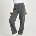 thumbnail image 3 of WULMLEO Women's Corduroy Straight Leg Pants Elastic Back Waist Button Zip Fly Loose Casual Trousers with Pockets Dark Gray 2XL, 3 of 8