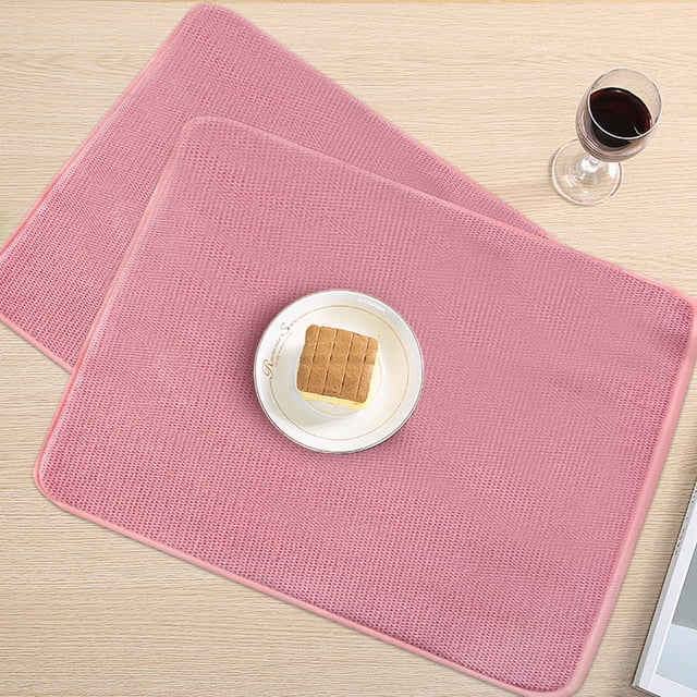 【Curated Selection】Dish Drying Mat 20 X 15 Inch Absorbent Microfiber Dishes Drainer Mats Large Size Dish Drying for Kitchen Counter Rack Countertops, Kitchen Drying Mat, Pink, Style B, 38*50Cm, G