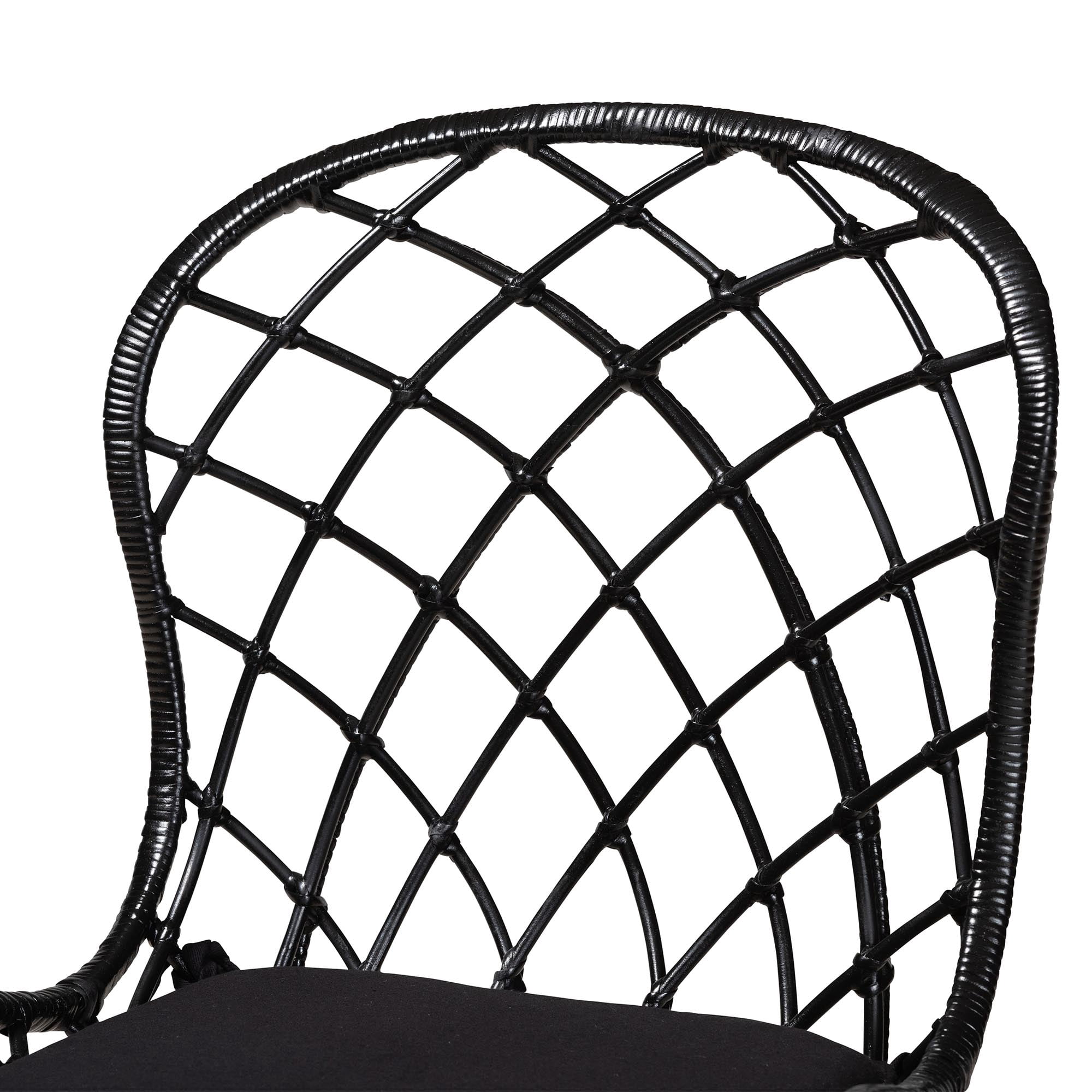 bali & pari Sabelle Rattan BOHO Dining Chairs, Set of 2, Black