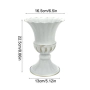 CCMAOLU Rustic White Metal Flower Pot,Wrought Iron Urn Planter for Indoor and Outdoor,Elegant Floral Holder for Garden and Wedding,Perfect for Cemetery Memorial and Farmhouse Decor