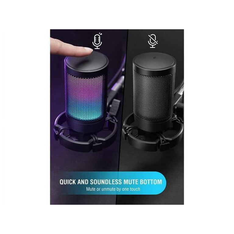 Gaming USB Microphone for PC PS5, Condenser Mic with Quick Mute, RGB  Indicator, Tripod Stand, Pop Filter, Shock Mount, Gain Control for Streaming  Discord Twitch Podcasts Videos- AmpliGame 