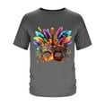 thumbnail image 4 of LpwkSSA Men Casual Round Neck Printing Pullover Fitness Sports Shorts Sleeves T Shirt Blouse Gray M, 4 of 5