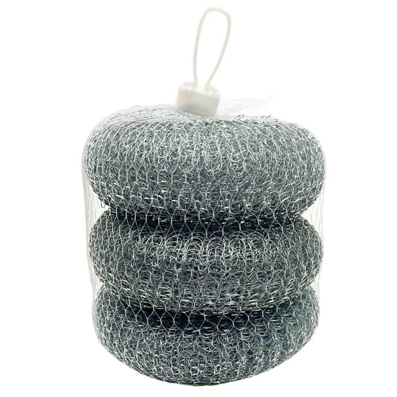Silver Stainless Steel Scrubber Balls: 3CT