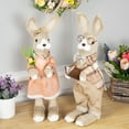 thumbnail image 3 of Northlight Rustic Girl Rabbit Easter Figure with Flowers - 15.25" - Beige, 3 of 7