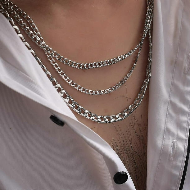 Punk Stainless Steel Necklace for Men Women Curb Cuban Link Chain Chokers Vintage Black Gold Tone Solid Metal