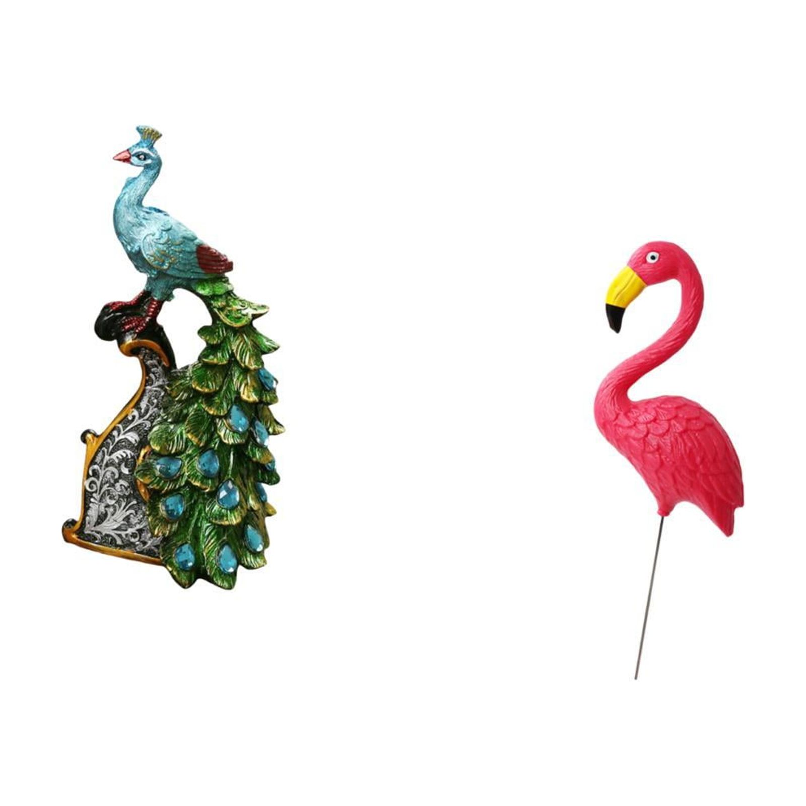CarpNettore Elegant Peacock Bird Statue Sculpture Collection for Bedroom Office Living Room Bookshelf Home Decoration and Fairy Garden Yard Art Ornament