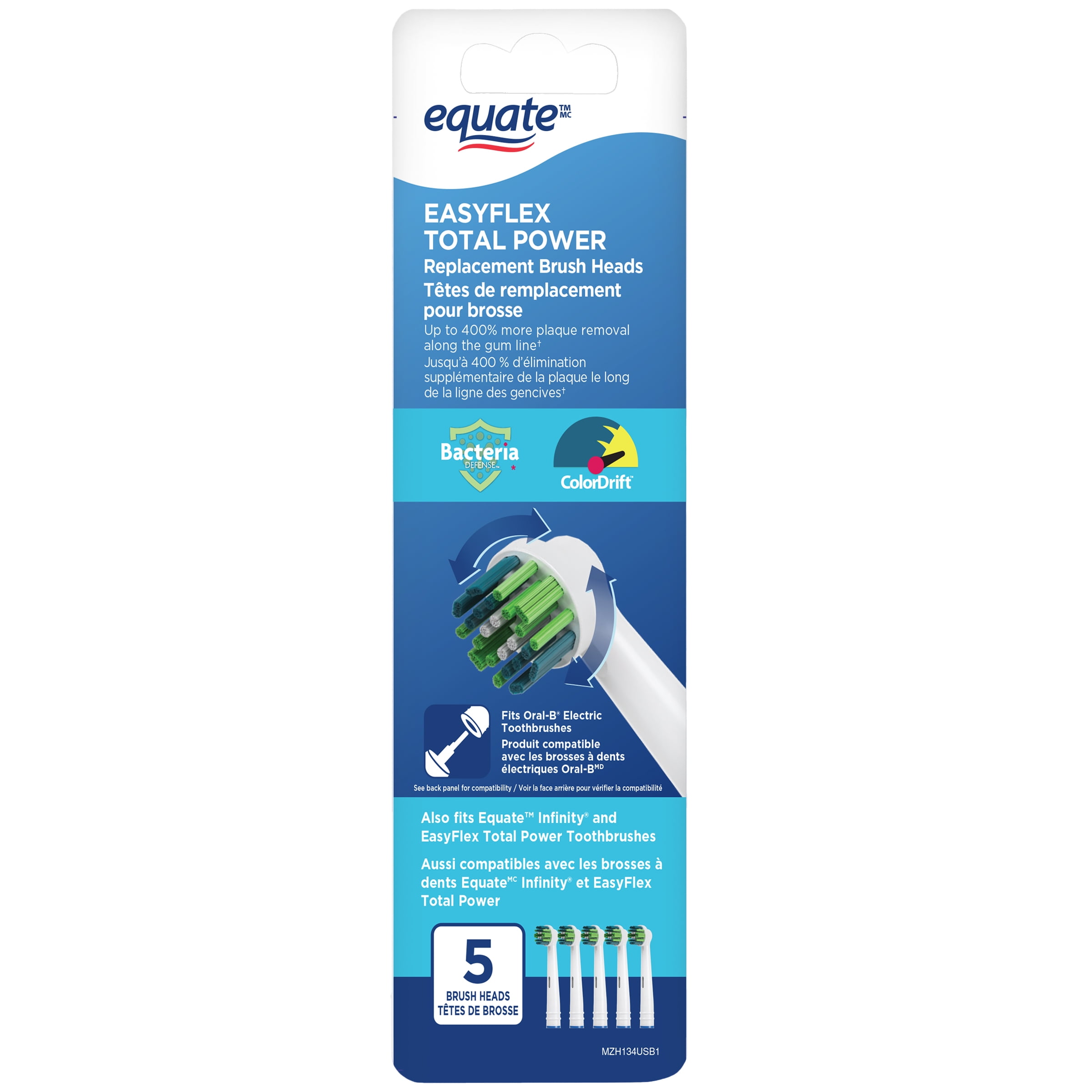Equate EasyFlex® Total Power Replacement Brush Heads, 5 Brush Heads