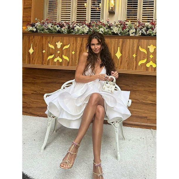 Minivestido Sexy sin espalda y sin mangas con cordones para mujer