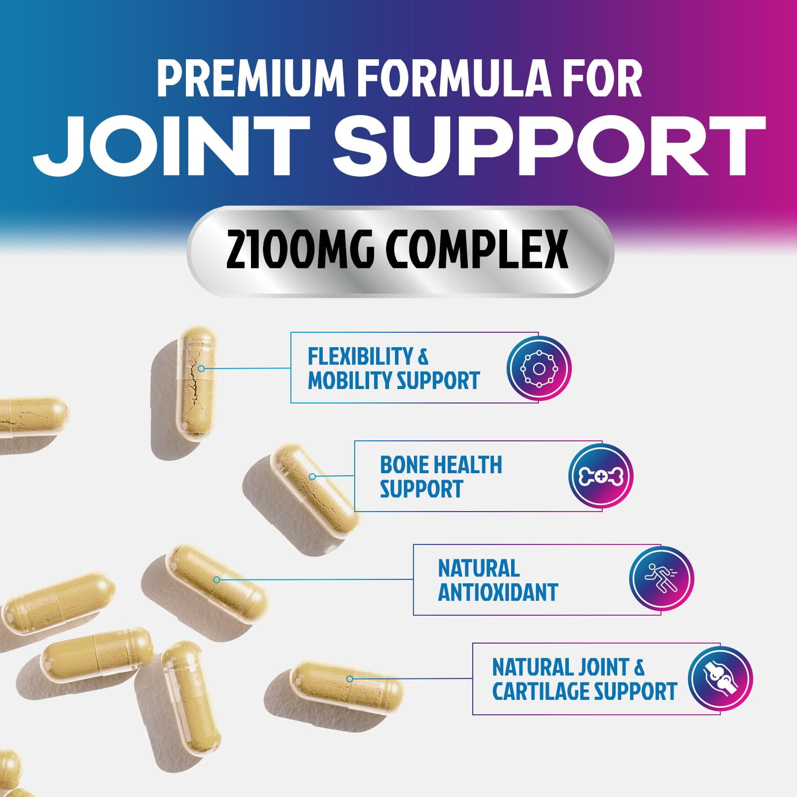 Glucosamine Chondroitin 2100mg - 3X Strength Joint Support Supplement with MSM, Glucosamine Sulfate, Turmeric, Boswellia, Quercetin for Cartilage, Flexibility & Mobility, Bottled in USA, 60 Capsules