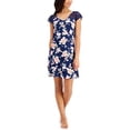 thumbnail image 2 of CHARTER CLUB Intimates Navy Lace Trim Chemise Floral Nightgown S, 2 of 3