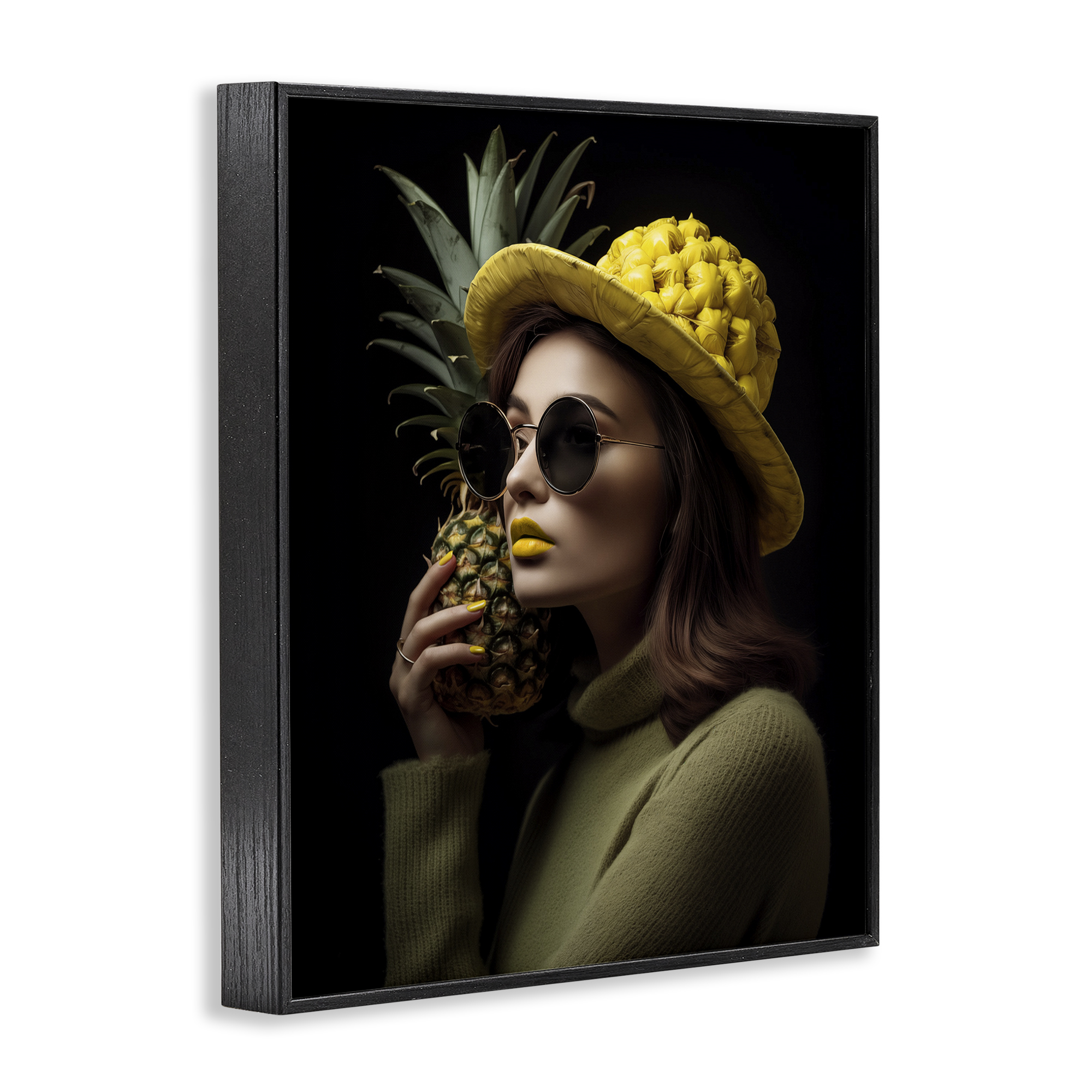 Stupell Industries Chic Tropical Woman Novelty Painting Black Framed Art Print Wall Art, 24 x 30