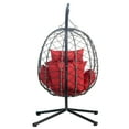thumbnail image 3 of Leisuremod Summit Mid-Century Modern Outdoor Single Person Egg Swing Chair in Grey Steel Frame with Removable Cushions for Patio and Backyard, Red, 3 of 14