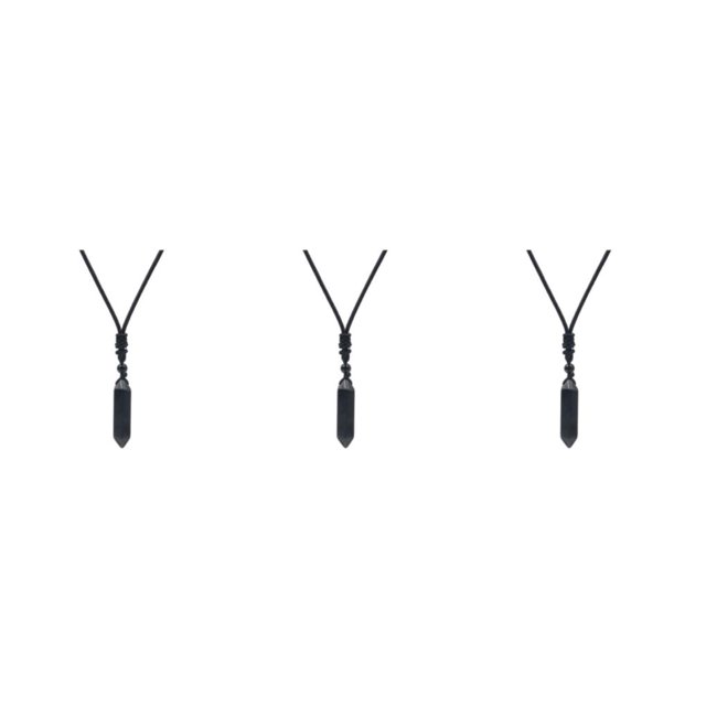 tssuouriy Master StoneNecklace Handmade Clear Quartz Crystal For Inner Balance Natural Stone Crystal Obsidian 3Set