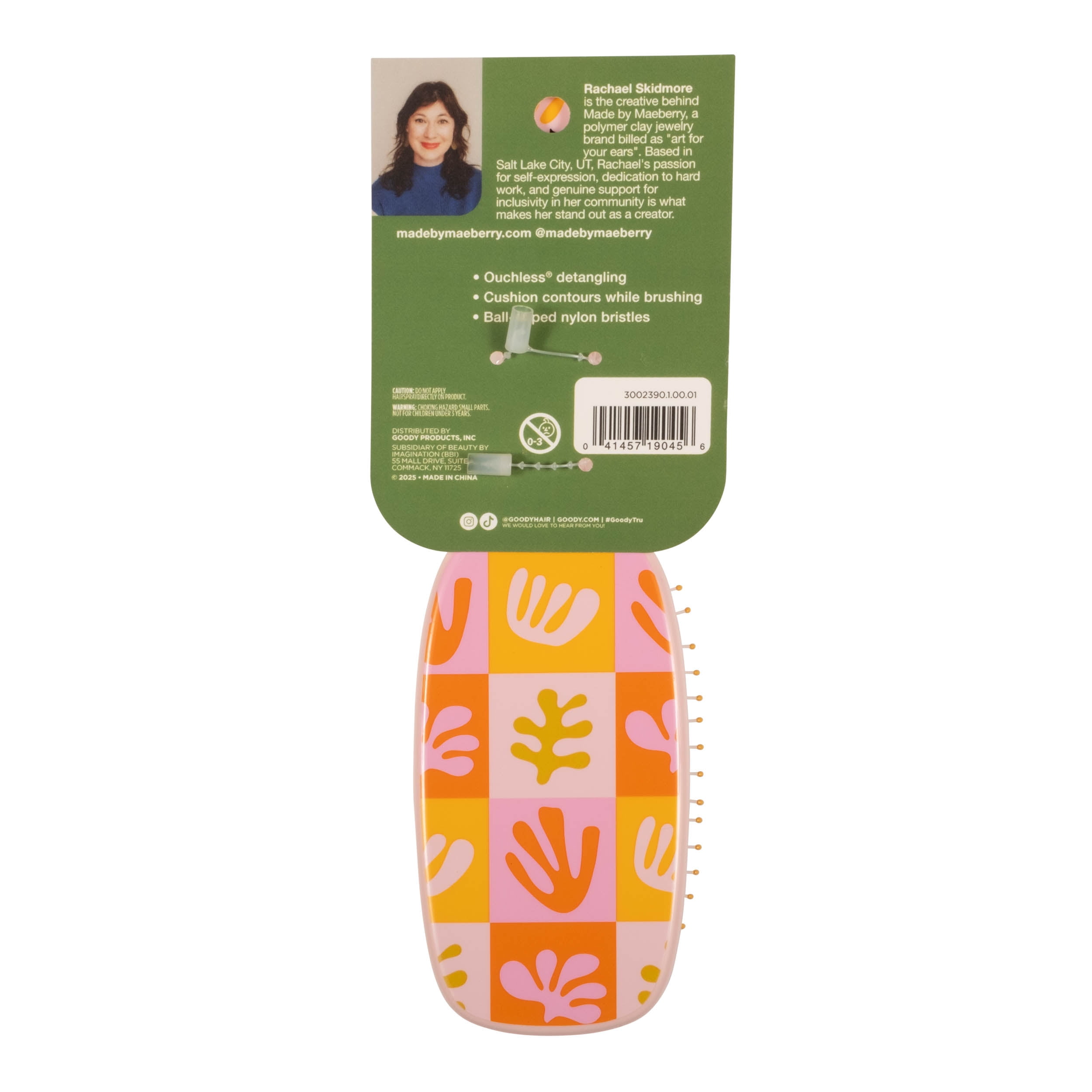 Goody Tru x Maeberry Ouchless Cushion Detangler Brush, Tangle-Free Styling, All Hair Types, 1 Ct