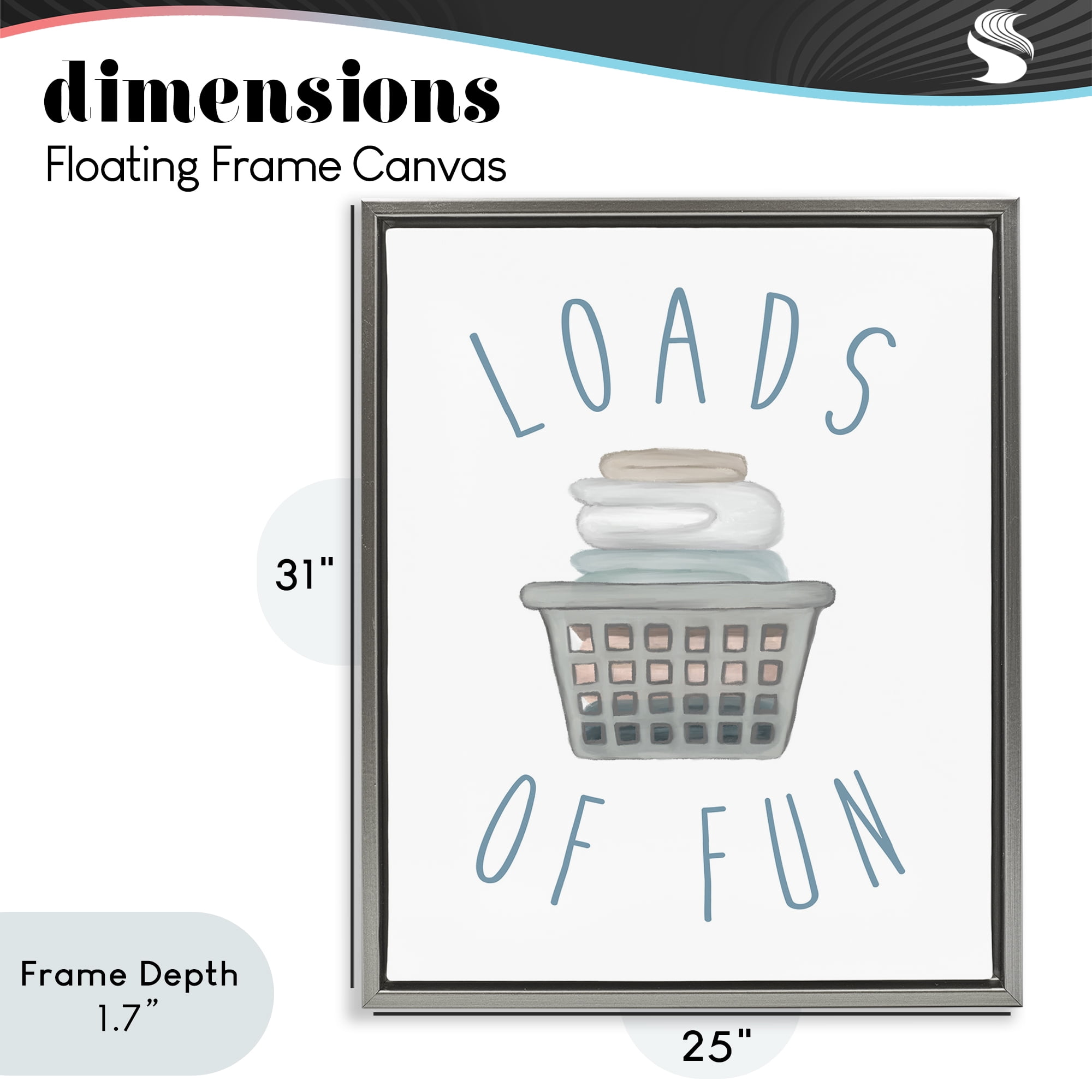 Stupell Industries Loads Of Fun Laundry Basket Gray Framed Floater Canvas Wall Art, design by Elizabeth Medley