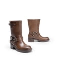 thumbnail image 4 of Dream Pairs Women's Low Chunky Heel Mid Calf Boots Square Toe Motorcycle Buckle Riding Biker Boots, 4 of 6
