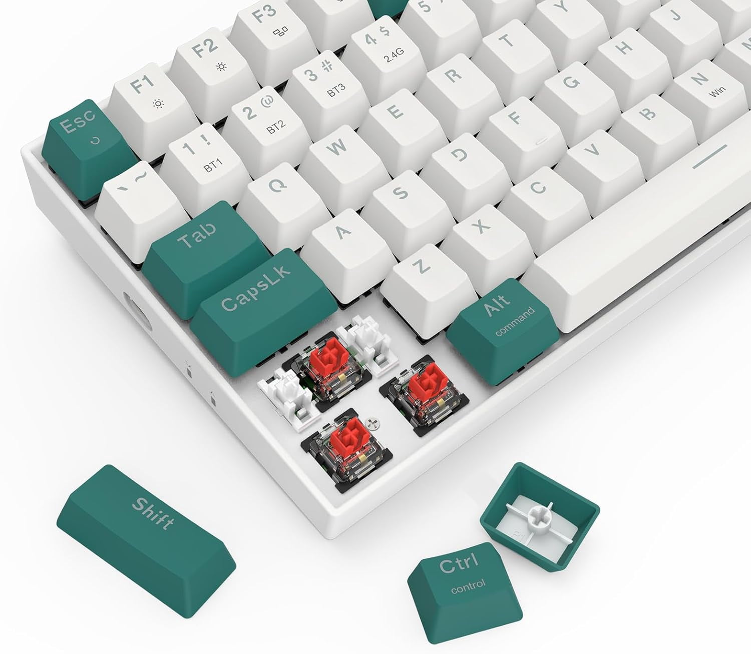 Redragon K678 Pro Singed  82% Wireless RGB Mechanical Keyboard, BT/2.4Ghz/Wired 3-Mode 61 Keys Compact Gaming Keyboard w/Hot-Swap Socket, Free-Mod Plate Mounted PCB & Linear red Switch