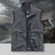 thumbnail image 2 of Chaleco sin mangas de imitación de cuero para hombre, chaqueta de club de motociclistas: cremallera frontal, múltiples bolsillos, para montar en moto/ropa urbana (M-XXXXXXL), 2 of 5