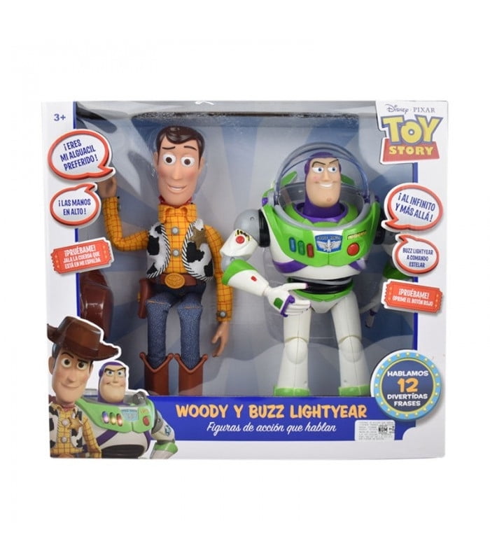 Set de Muñecos Toy Story Woody y Buzz con sonido y luz Verde
