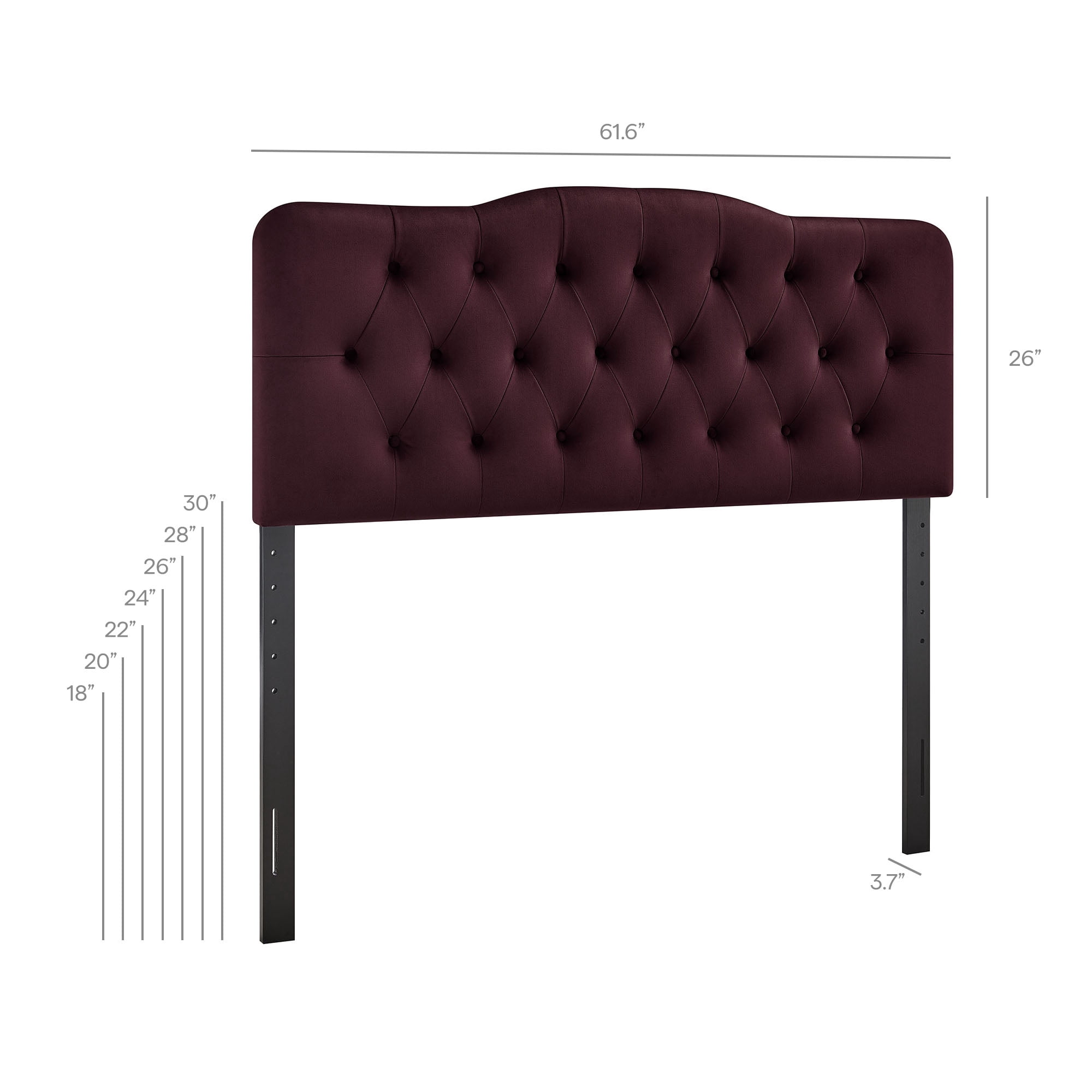 Annabel Stain-Resistant Performance Velvet Queen Headboard in Mulberry