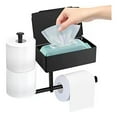 thumbnail image 3 of Huayishang Storage Rack Stainless Steel Tissue Box Bathroom Square Tissue Holder Toilet Paper Holder Punch-Free Roll Holder Wet Wipes Box, Kitchen Essentials Clearance Sale Black, 3 of 7