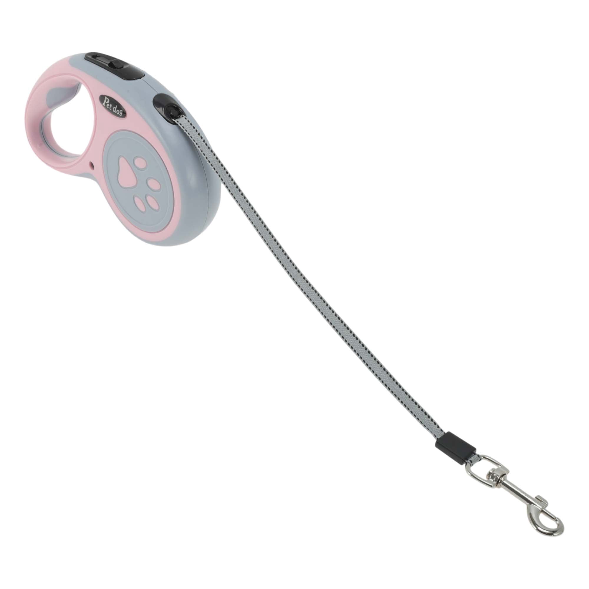 Unique Bargains Retractable Pet Leash with Ergonomic Handle Pink 3 Meter
