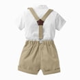 thumbnail image 5 of peqiut Baby Suits For Boys Toddler Boy Clothes Suit Piece Formal Dress Shirt With Bowtie Overall Short Pants Boys Gentleman Wedding Outfits Set, 5 of 7