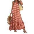 thumbnail image 3 of Musuos Women Boho Sleeveless Dress Print Summer Loose Spaghetti Strap Flowy Beach Long Dress, 3 of 5
