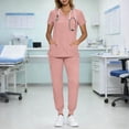 thumbnail image 4 of Fengactive Scrubs For Women Set V-Neck Top & Pants Medical Scrubs Nurse Uniform Clinical Modern Suit with Pockets, 4 of 9
