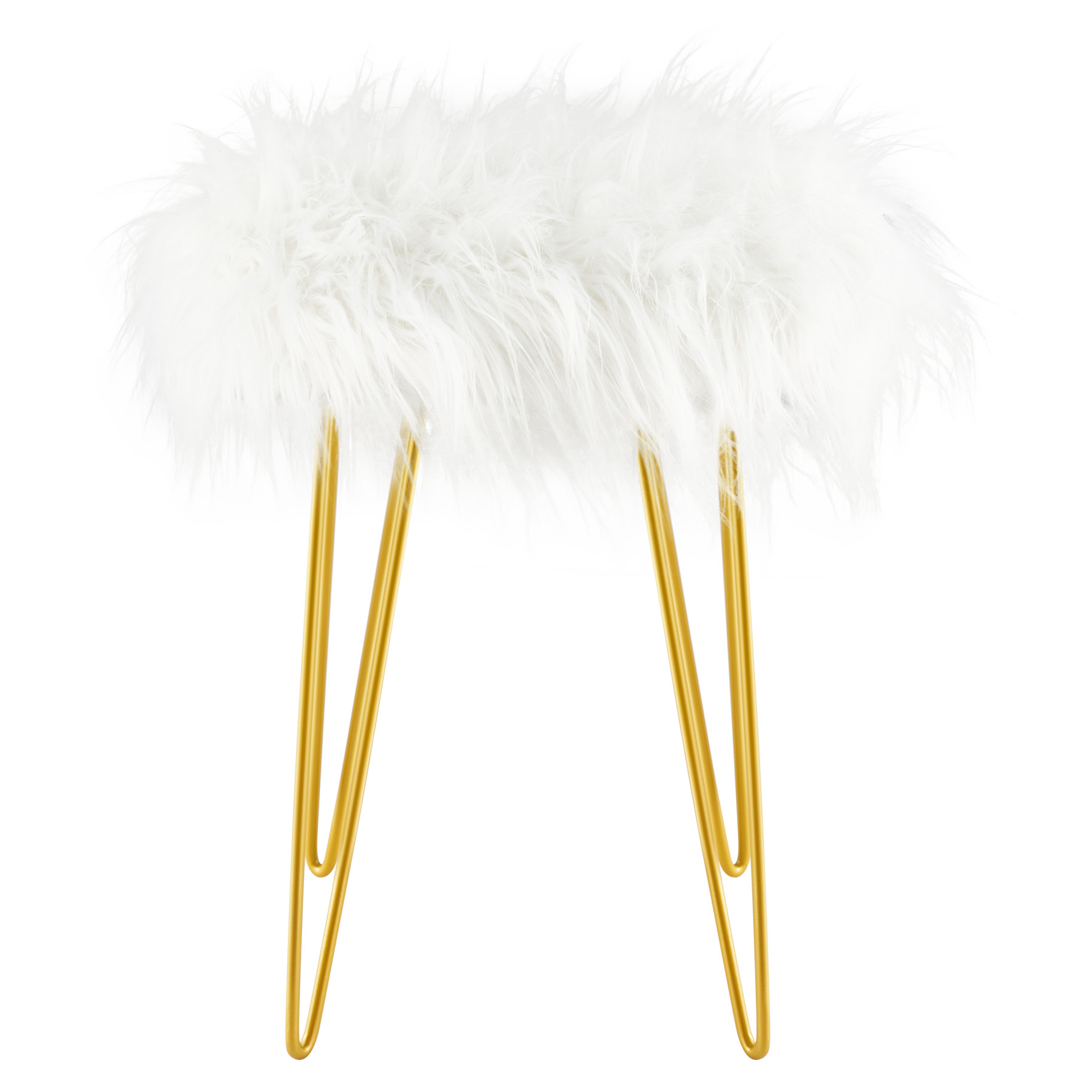 18 Inch Faux Fur Vanity Stool for Makeup Room Bedroom Living Room Hallway More