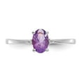 thumbnail image 5 of 14K White Gold Ring Band with Stones (02) February Amethyst Oval Purple Diamond Round, Size 9, 5 of 5