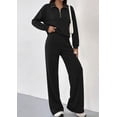 thumbnail image 6 of PRETTYGARDEN Women's Lounge Sets 2 Piece Outfits Half Zip Pullover Sweatshirts,Wide Leg Pants Matching Tracksuit Sets, 6 of 9