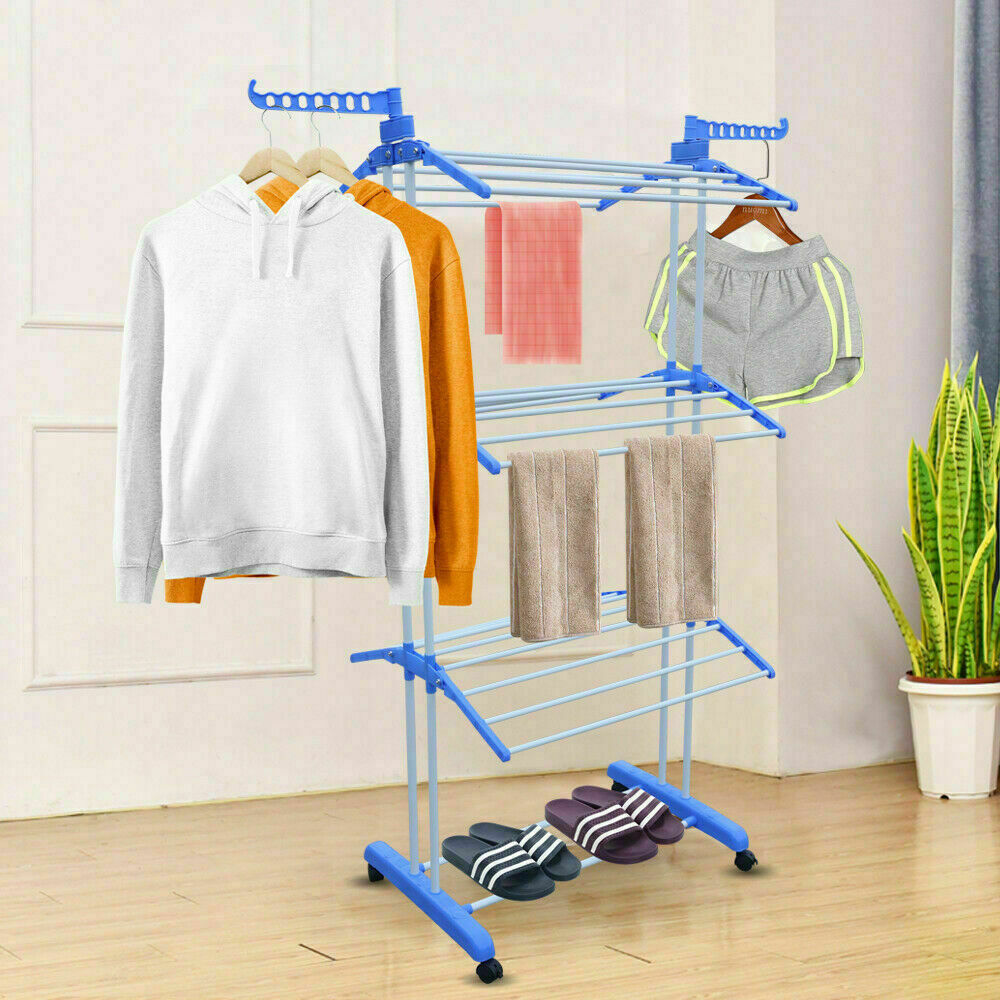 Fichiouy 3 Tier Laundry Clothes Towel Drying Rack Folding Dryer Hanger