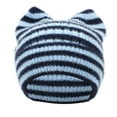thumbnail image 1 of Gorro de lana con orejas de rayas y forma de pan al vapor para niños, gorro de invierno grueso con protección para las orejas, gorro de mujer, 1 of 2