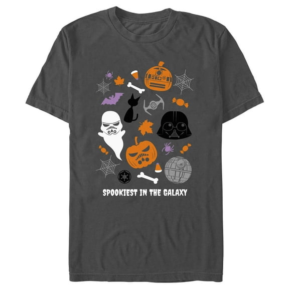 Men's Star Wars Halloween Spookiest in Galaxy Collage  Graphic Tee Charcoal Medium