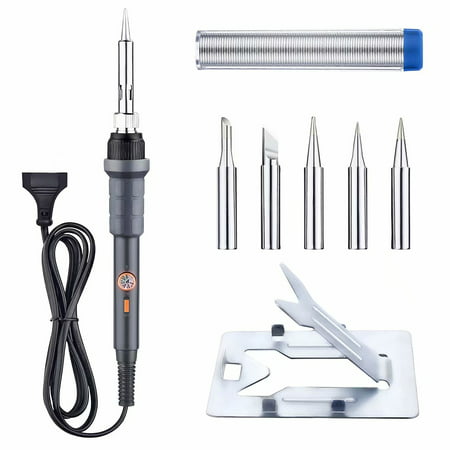 VicTsing 60W 110V Soldering Iron Kit - Adjustable Temperature, 5pcs Different Tips, Stand, Solder Wire for Variously Repaired (Best Soldering Iron For Guitar Electronics)