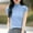 Blue, variant on Knit Mock Neck T-Shirt for Women Short Sleeve Textured Slim Tops Fashion Casual Tee,Blue,XL