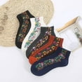 thumbnail image 4 of YooGuoGuo 5 Pairs Women's Retro Floral Embroidered Socks Shallow Mouth Short Socks Cotton Ankle Socks Comfortable Crew Socks, 4 of 4