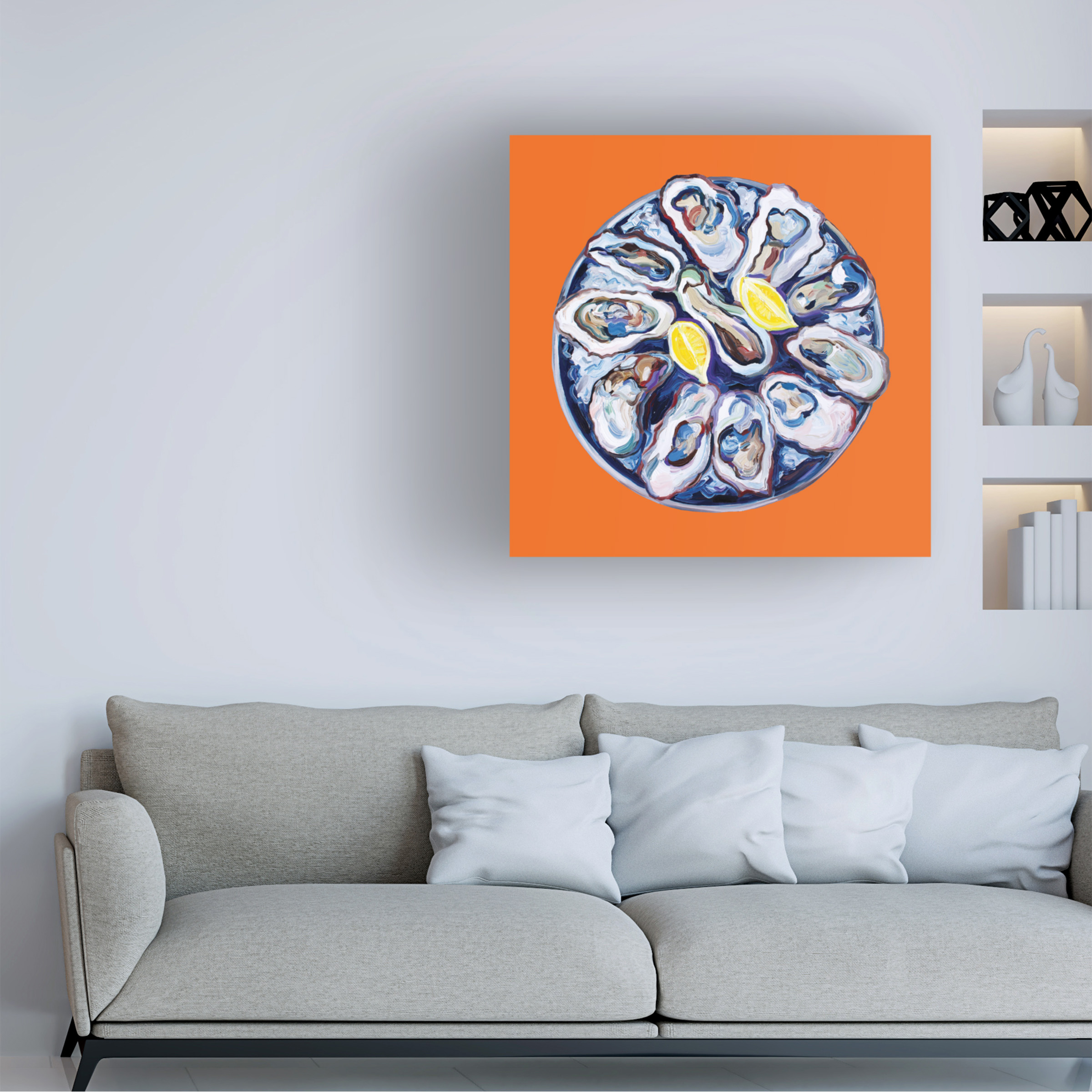 Alice Straker 'Oysters On a Plate Orange' Canvas Art