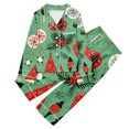 thumbnail image 3 of Pandaie Girls Satin Christmas Pajamas Set Kids Button Down Long Sleeve Silk Sleepwear Toddler Loungewear Tops and Pants Outfits Purple 3-4T, 3 of 4