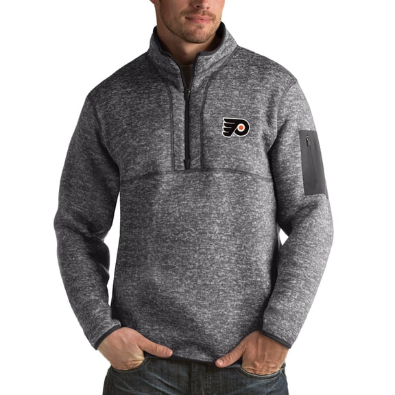 Men's Antigua Charcoal Philadelphia Flyers Fortune 1/2-Zip Pullover Jacket