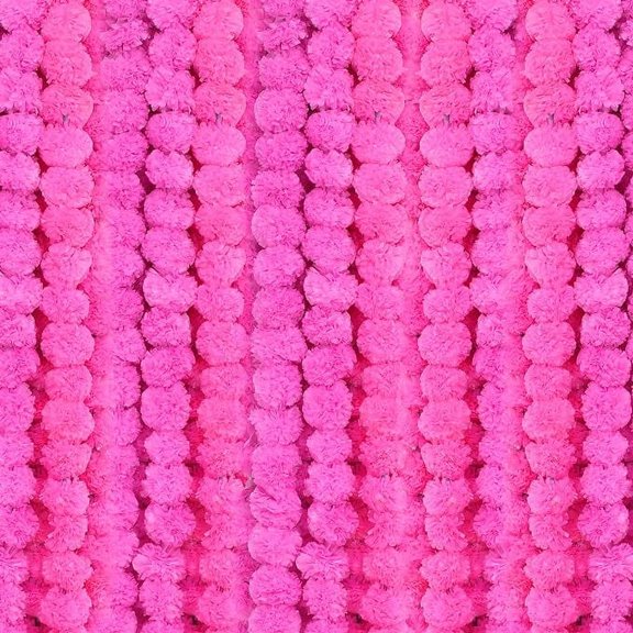 Long Artificial Marigold Flower Garlands for Pooja/Puja,Wedding Party,Christmas Decoration Pack of 5 Pcs - 4.5 Feet Each