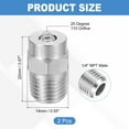 thumbnail image 2 of 2Pcs Pressure Washer Nozzle, Stainless Steel Thread Nozzles Tips, Universal Replacement for Undercarriage Cleaner Water Broom, 1/4 Inch NPT Male, 25 Degree 110 Orifice, 2 of 6