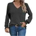 thumbnail image 2 of Antinious Tops for Women Trendy Long Sleeve V Neck Ribbed Fleece Lined Slim Basic Shirts,Winter Sweatshirt for Women,Going Out Tops for Women,Black,S, 2 of 3