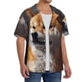 thumbnail image 2 of Naloa Regal Shiba Inu Men's Loose Fit Cuban Collar Short-Sleeve Shirt, Hawaiian Shirts, Mens Shirts Casual for Everyday Wear Outings-X-Large, 2 of 5